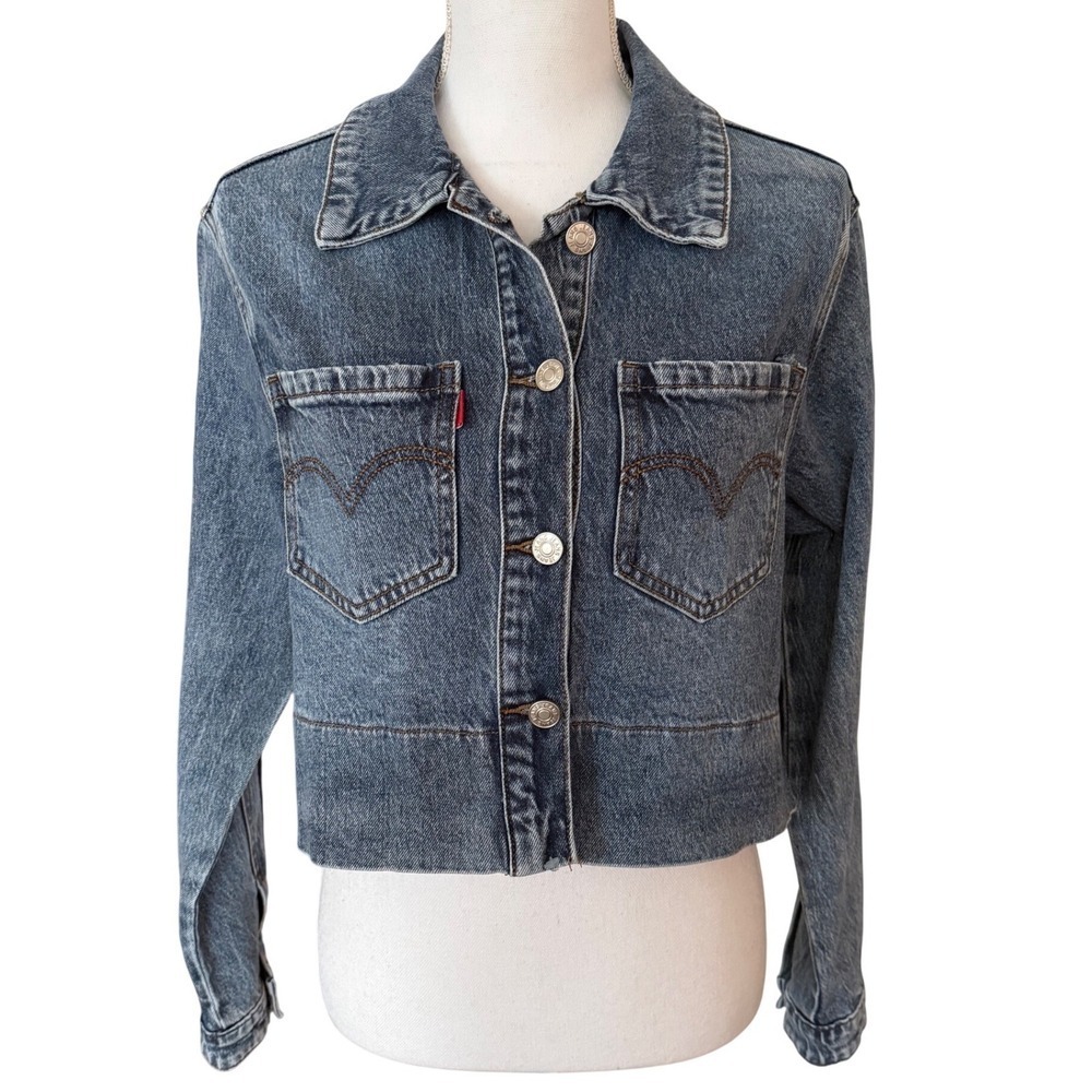 D. Style Denim Star Crop Blue Jean Jacket Women Small NWT